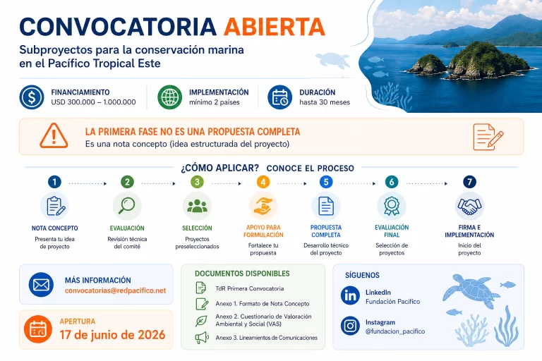 Convocatoria abierta para fortalecer la conservación y el uso sostenible de los recursos marinos en el Pacífico Tropical Este